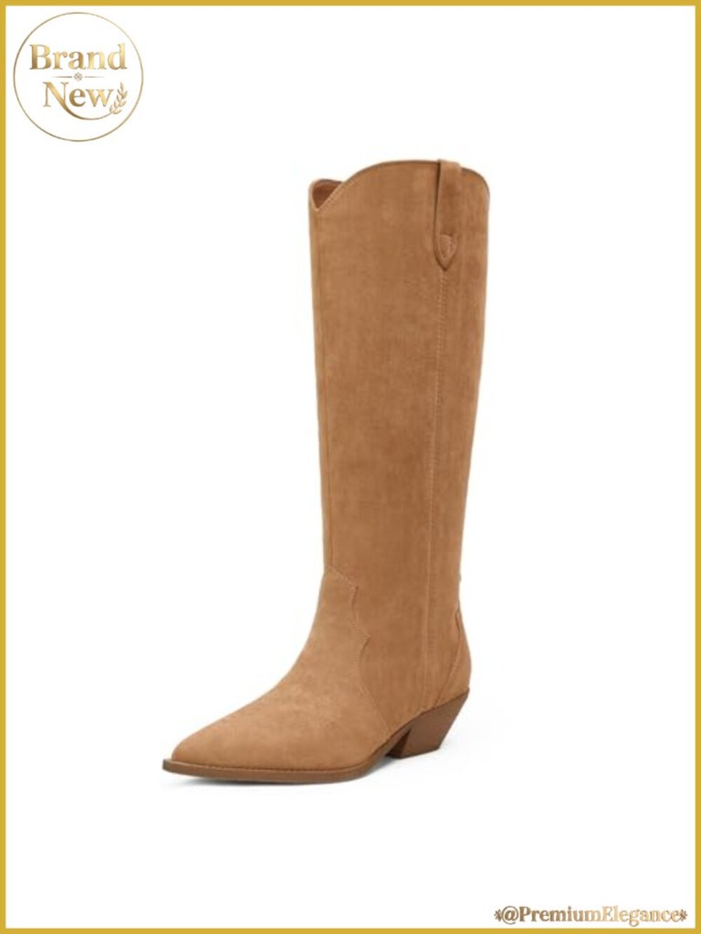 Women's Knee High Boots Pointed Toe 2 Inch Chunky Heel Western Pull-On Riding